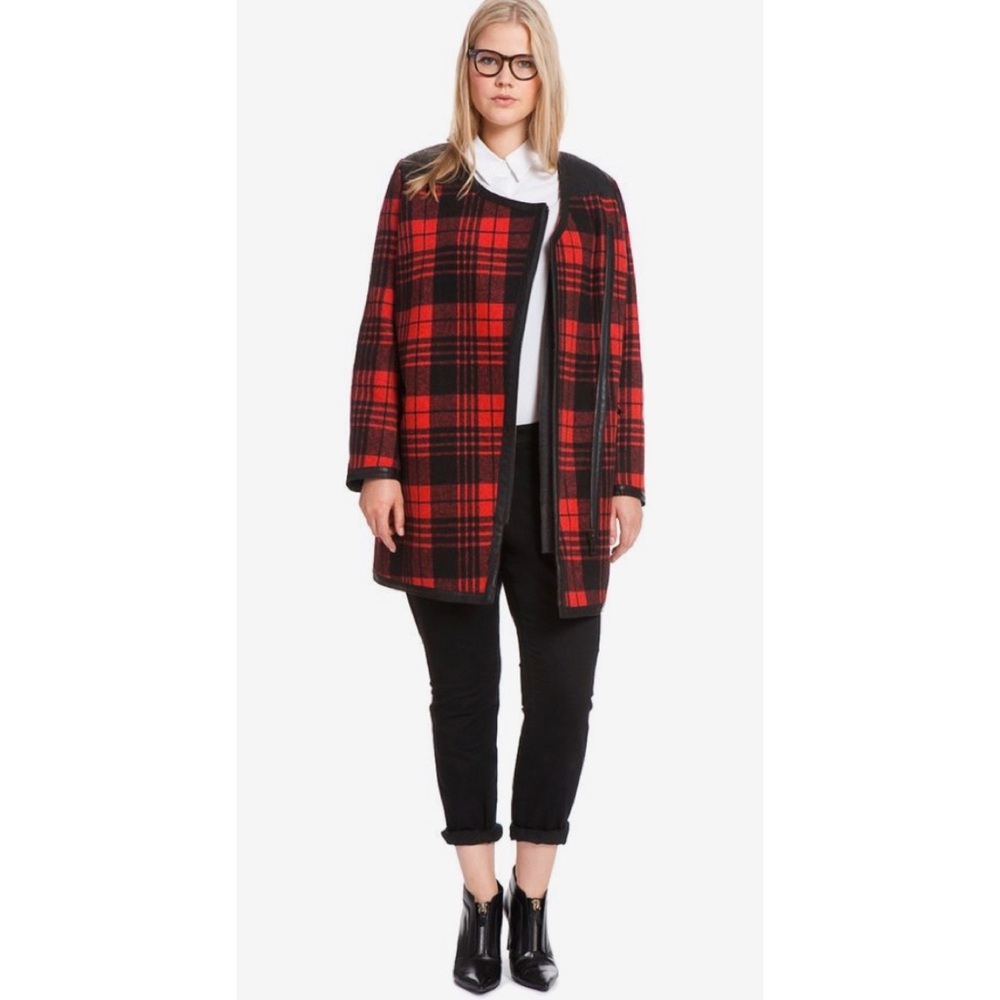Leather and wool car coat